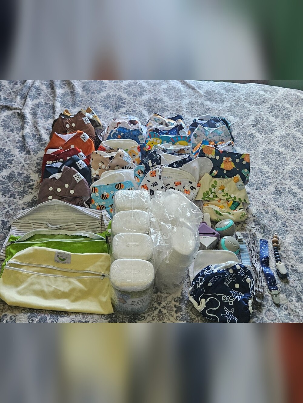 Assorted Reusable Cloth Diaper Covers & Accessories - Colorful Prints